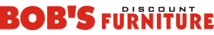 Logo with “BOB’S” and “FURNITURE” in bold red uppercase letters, with “DISCOUNT” in smaller black text above, showcasing a strong retail identity.