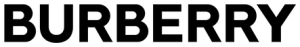 Black sans-serif logo with the word “BURBERRY” in bold uppercase, reflecting a sleek and contemporary rebranding of the iconic British fashion house.
