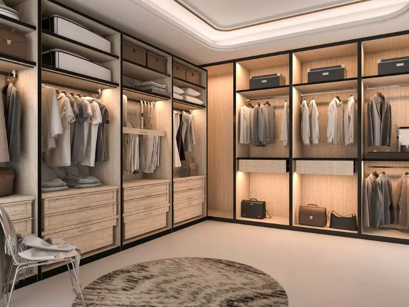 Elegant showroom with spotless floors, tidy shelves, and perfectly arranged clothing—reflecting top-tier retail store cleaning services.